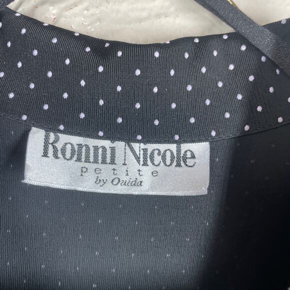 Ronni Nicole by Ouida Black Button Up Front & Back Two-piece Dress Womens Petite - Picture 3 of 6